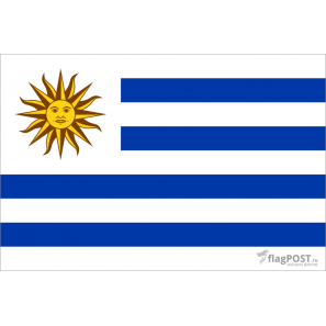 Флаг страны Уругвай (15x22 см., полиэфирный шелк, сублимационная печать, карман слева)