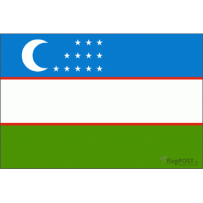 Флаг страны Узбекистан (15x22 см., полиэфирный шелк, сублимационная печать, карман слева)