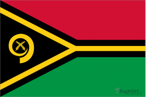 Флаг страны Вануату (100x150 см., полиэфирный шелк, прямая печать, прошит по периметру, карман слева)