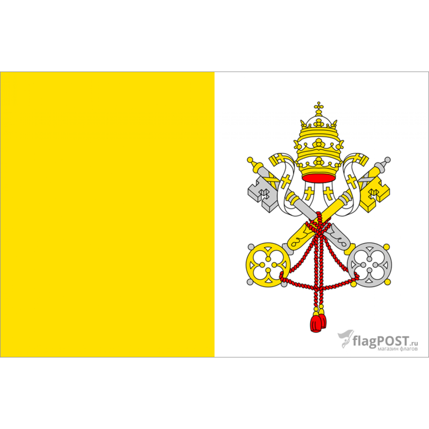 Флаг страны Ватикан (70x105 см., полиэфирный шелк, прямая печать, прошит по периметру, карман слева)