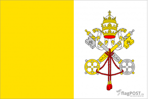 Флаг страны Ватикан (100x150 см., полиэфирный шелк, прямая печать, прошит по периметру, карман слева)