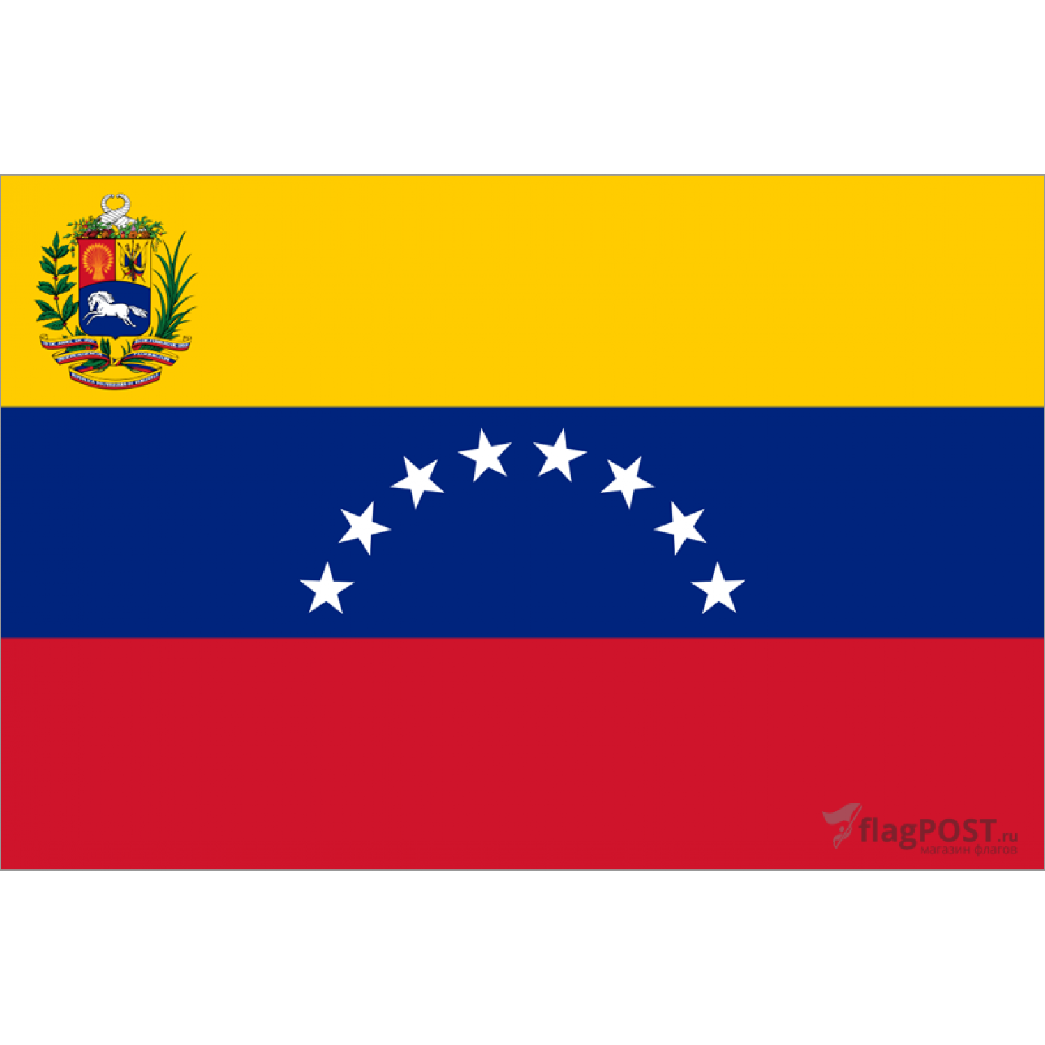 Флаг страны Венесуэла (90x135 см., полиэфирный шелк, сублимационная печать, прошит по периметру, карман слева)