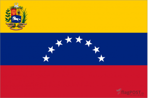 Флаг страны Венесуэла (100x150 см., полиэфирный шелк, прямая печать, прошит по периметру, карман слева)