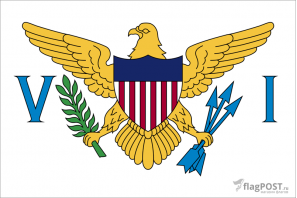 Флаг Виргинских островов США (100x150 см., полиэфирный шелк, сублимационная печать, прошит по периметру, карман слева)