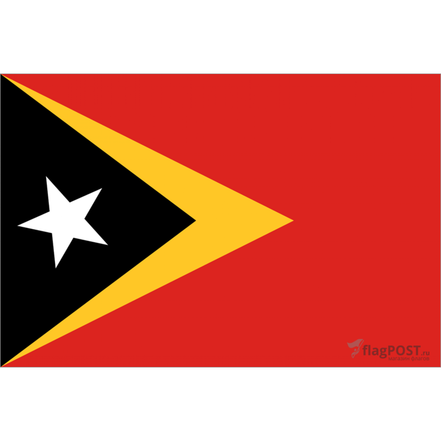 Флаг страны Восточный Тимор (90x135 см., полиэфирный шелк, сублимационная печать, прошит по периметру, карман слева)