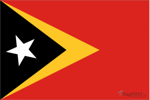 Флаг страны Восточный Тимор (100x150 см., полиэфирный шелк, прямая печать, прошит по периметру, карман слева)