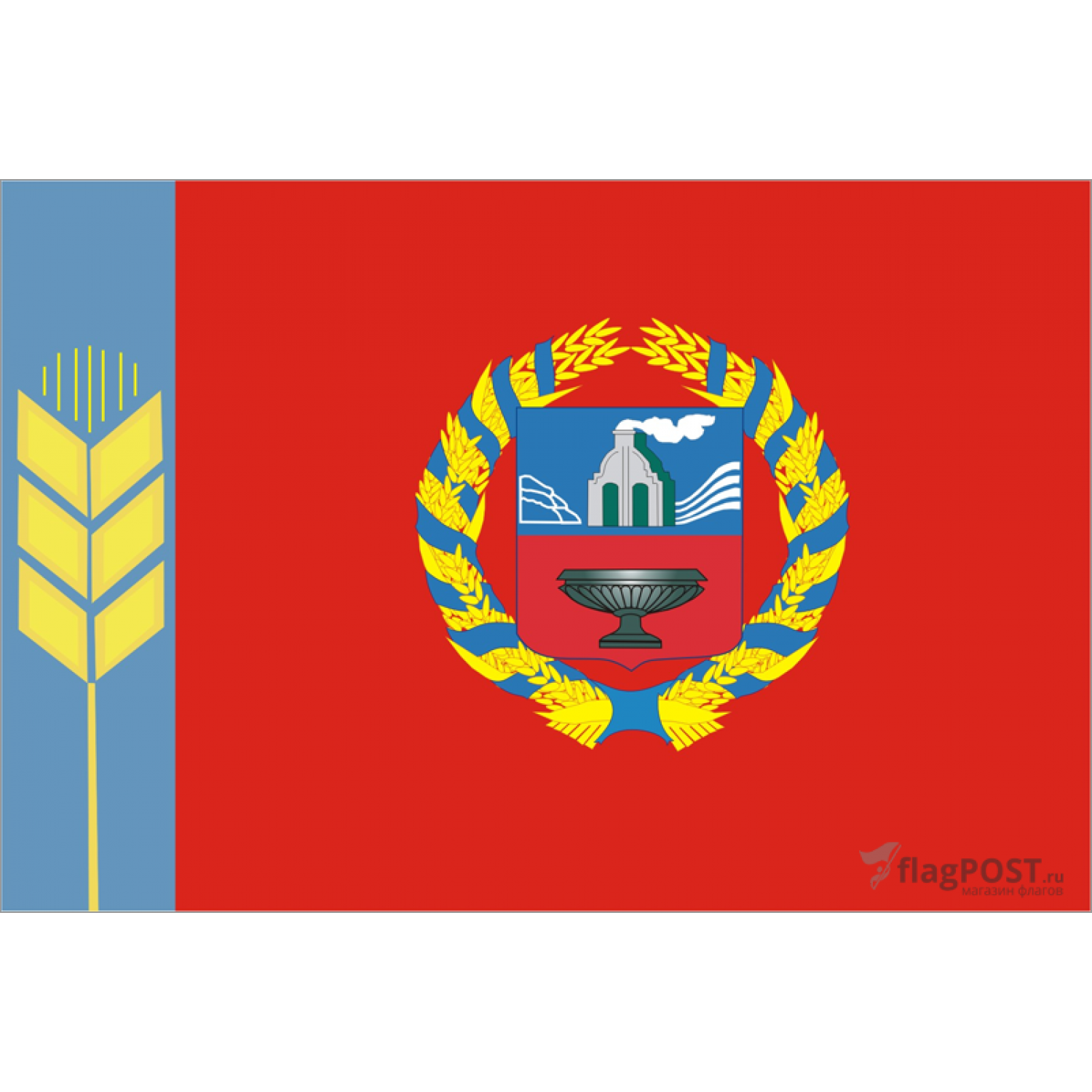 Флаг Алтайского края (100x150 см., полиэфирный шелк, прямая печать, прошит по периметру, карман слева)