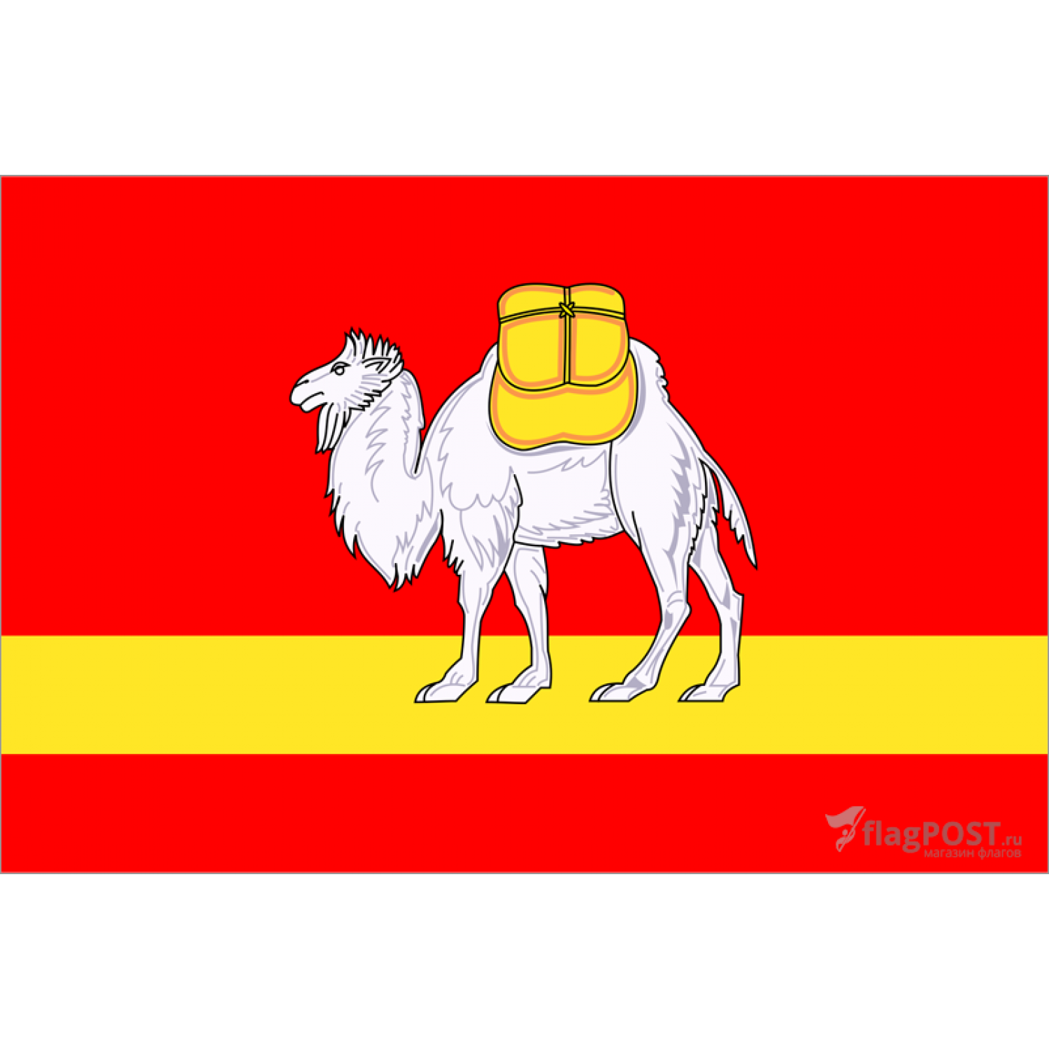 Флаг Челябинской области (70x105 см., полиэфирный шелк, прямая печать, прошит по периметру, карман слева)