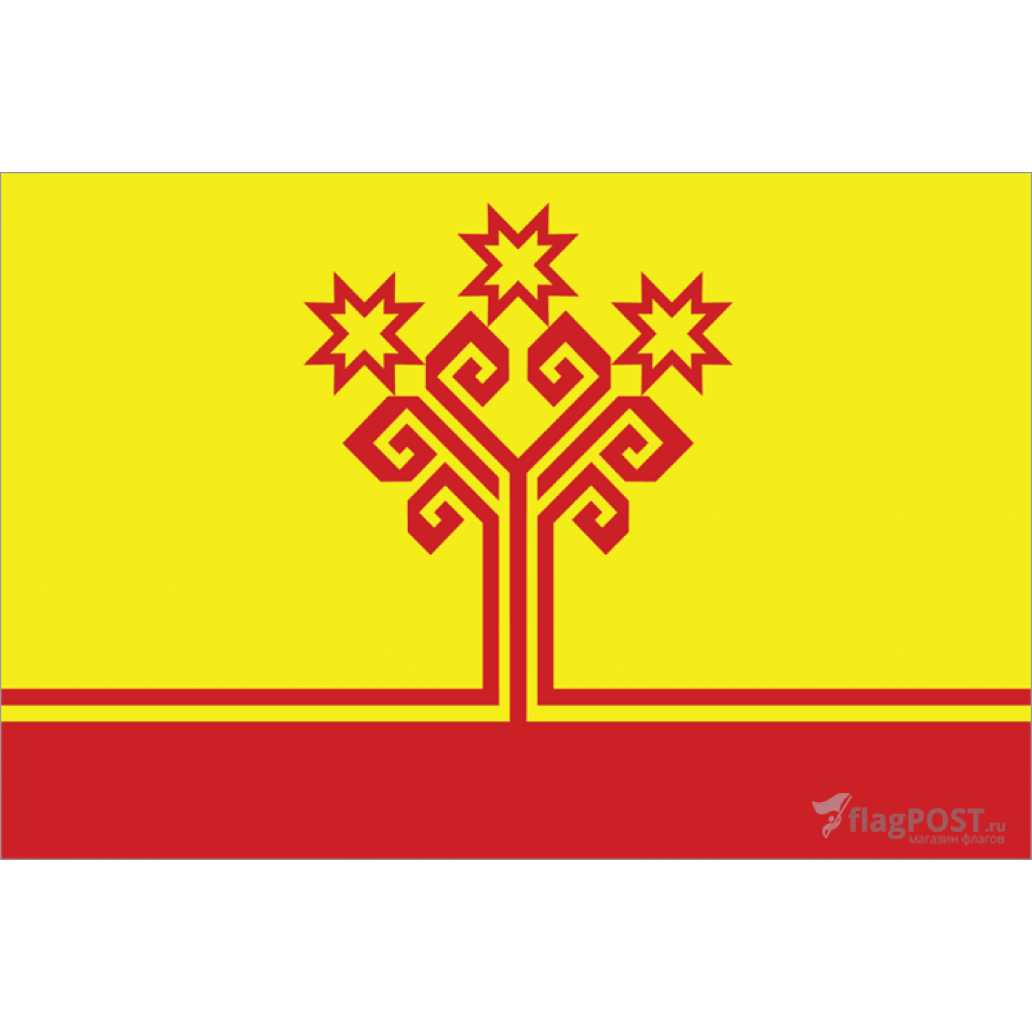 Флаг Чувашской республики (70x105 см., полиэфирный шелк, сублимационная печать, прошит по периметру, карман слева)