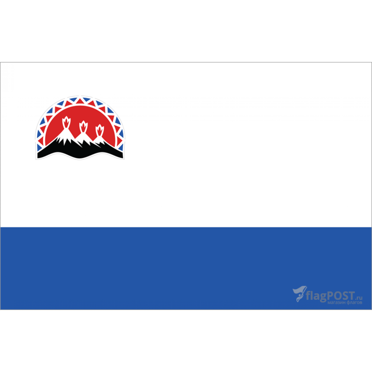 Флаг Камчатского края (100x150 см., полиэфирный шелк, прямая печать, прошит по периметру, карман слева)