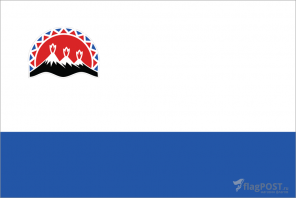 Флаг Камчатского края (100x150 см., полиэфирный шелк, прямая печать, прошит по периметру, карман слева)