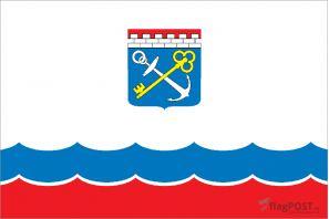 Флаг Ленинградской области (100x150 см., полиэфирный шелк, прямая печать, прошит по периметру, карман слева)
