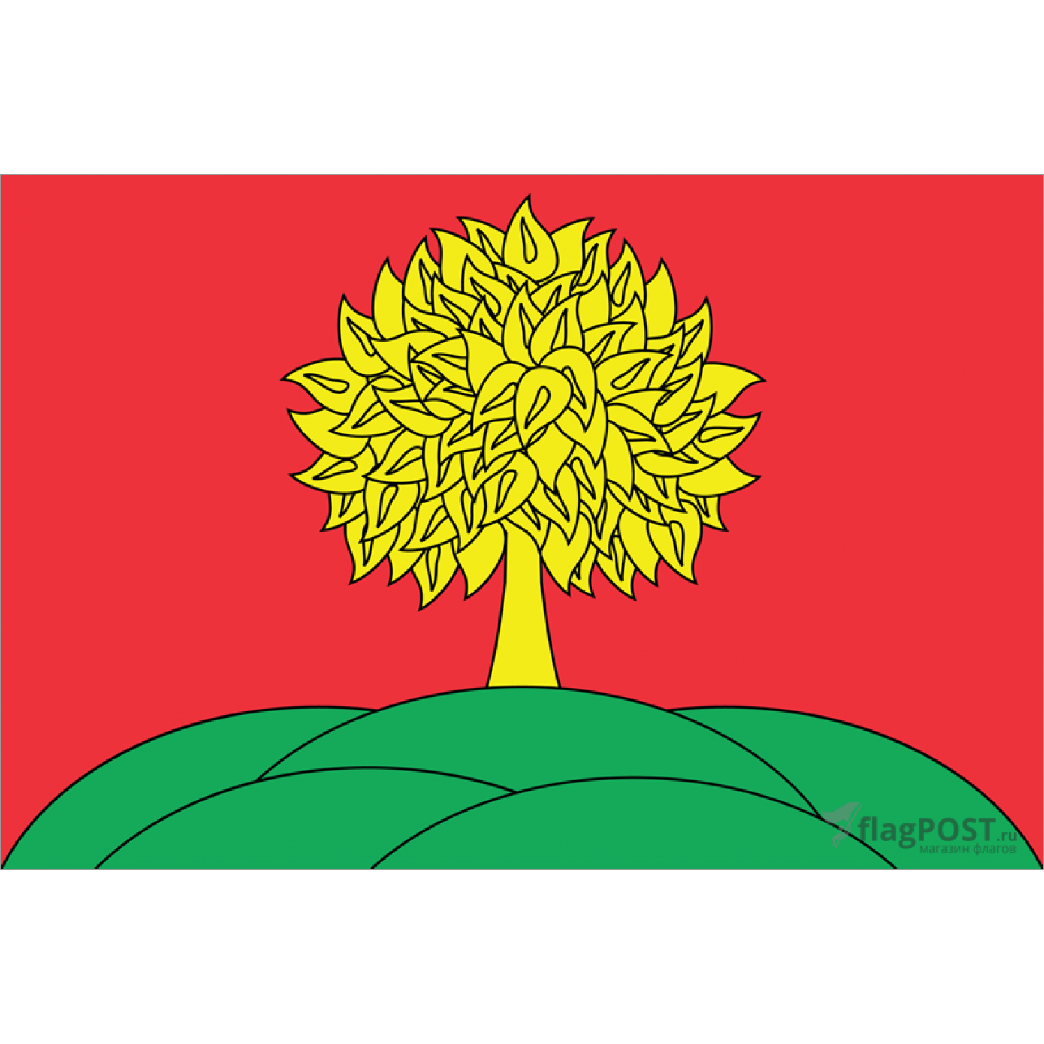 Флаг Липецкой области (70x105 см., флажная сетка, прямая печать, прошит по периметру, карман слева)
