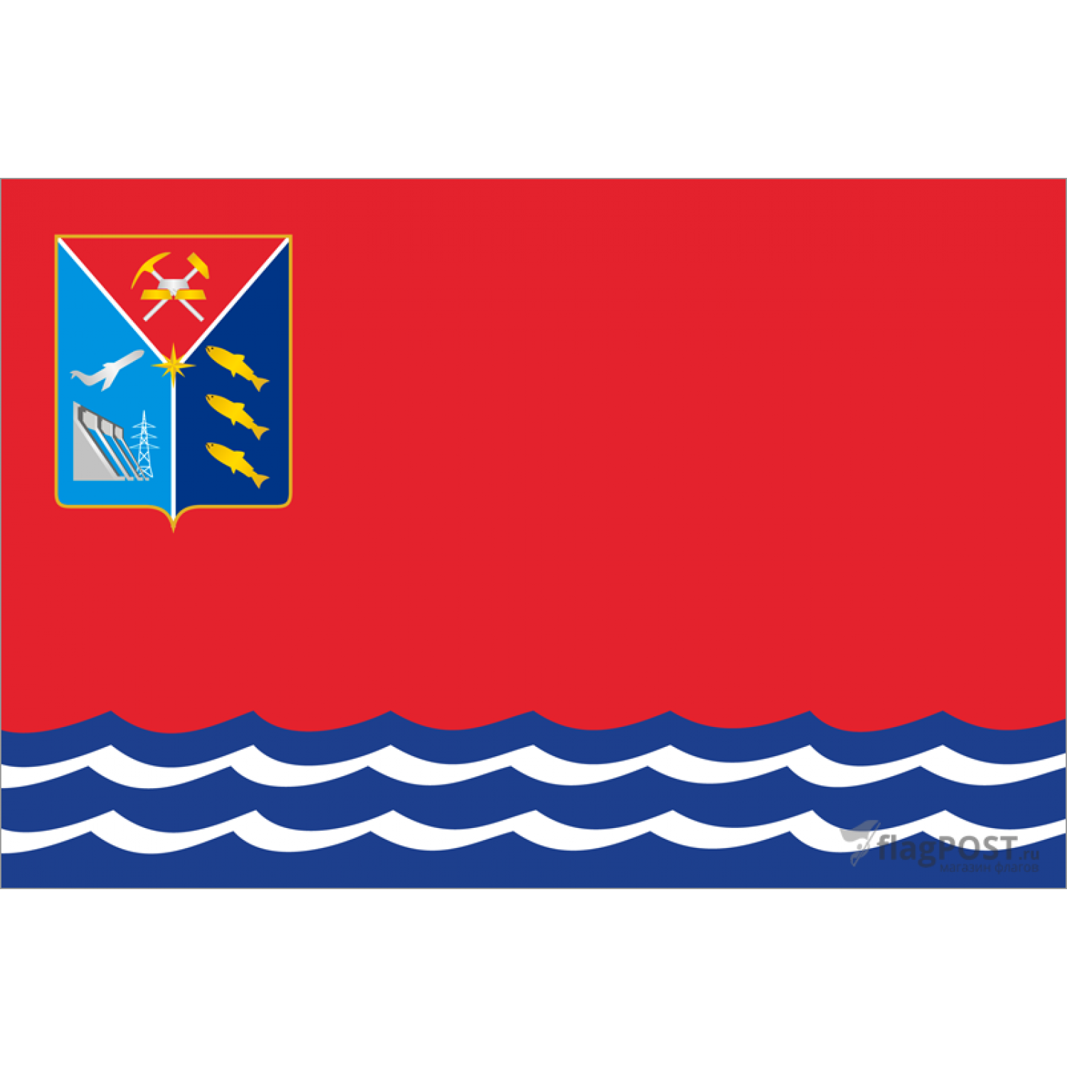 Флаг Магаданской области (90x135 см., флажная сетка, прямая печать, прошит по периметру, карман слева)
