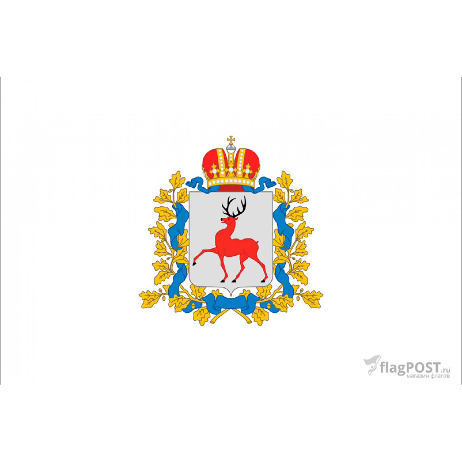 Флаг Нижегородской области (100x150 см., полиэфирный шелк, прямая печать, прошит по периметру, карман слева)
