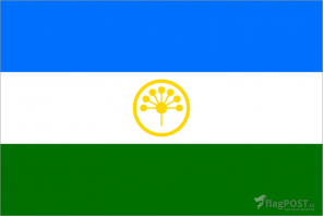Флаг республики Башкортостан (100x150 см., полиэфирный шелк, прямая печать, прошит по периметру, карман слева)