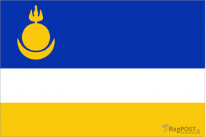 Флаг республики Бурятия (100x150 см., полиэфирный шелк, сублимационная печать, прошит по периметру, карман слева)