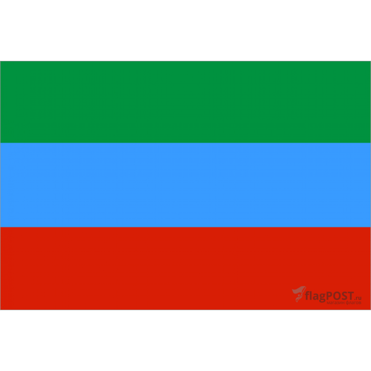 Флаг республики Дагестан (70x105 см., полиэфирный шелк, прямая печать, прошит по периметру, карман слева)