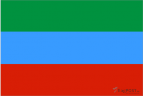 Флаг республики Дагестан (100x150 см., полиэфирный шелк, сублимационная печать, прошит по периметру, карман слева)