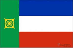 Флаг республики Хакасия (100x150 см., полиэфирный шелк, прямая печать, прошит по периметру, карман слева)