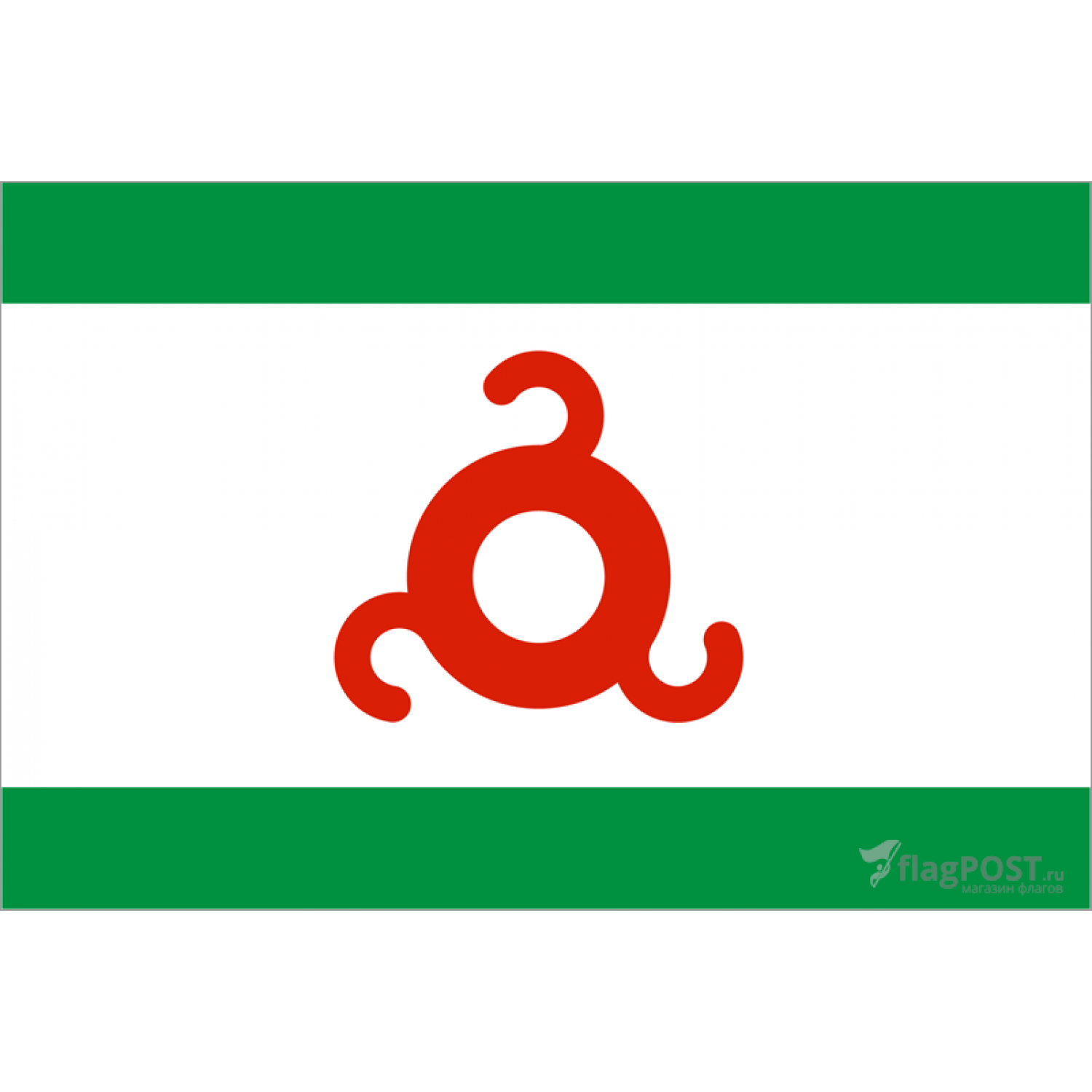 Флаг республики Ингушетия (90x135 см., флажная сетка, прямая печать, прошит по периметру, карман слева)