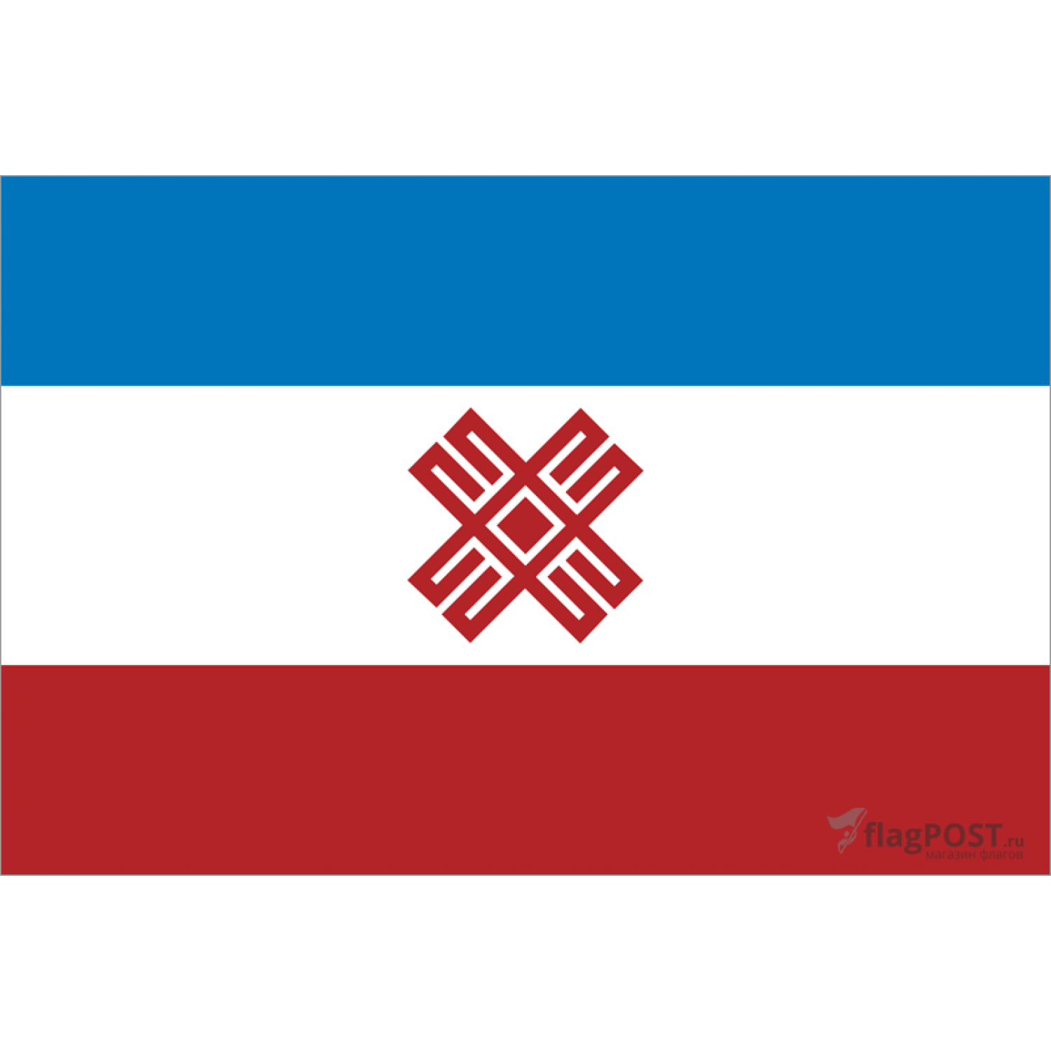 Флаг республики Марий Эл (15x22 см., полиэфирный шелк, прямая печать, карман слева)