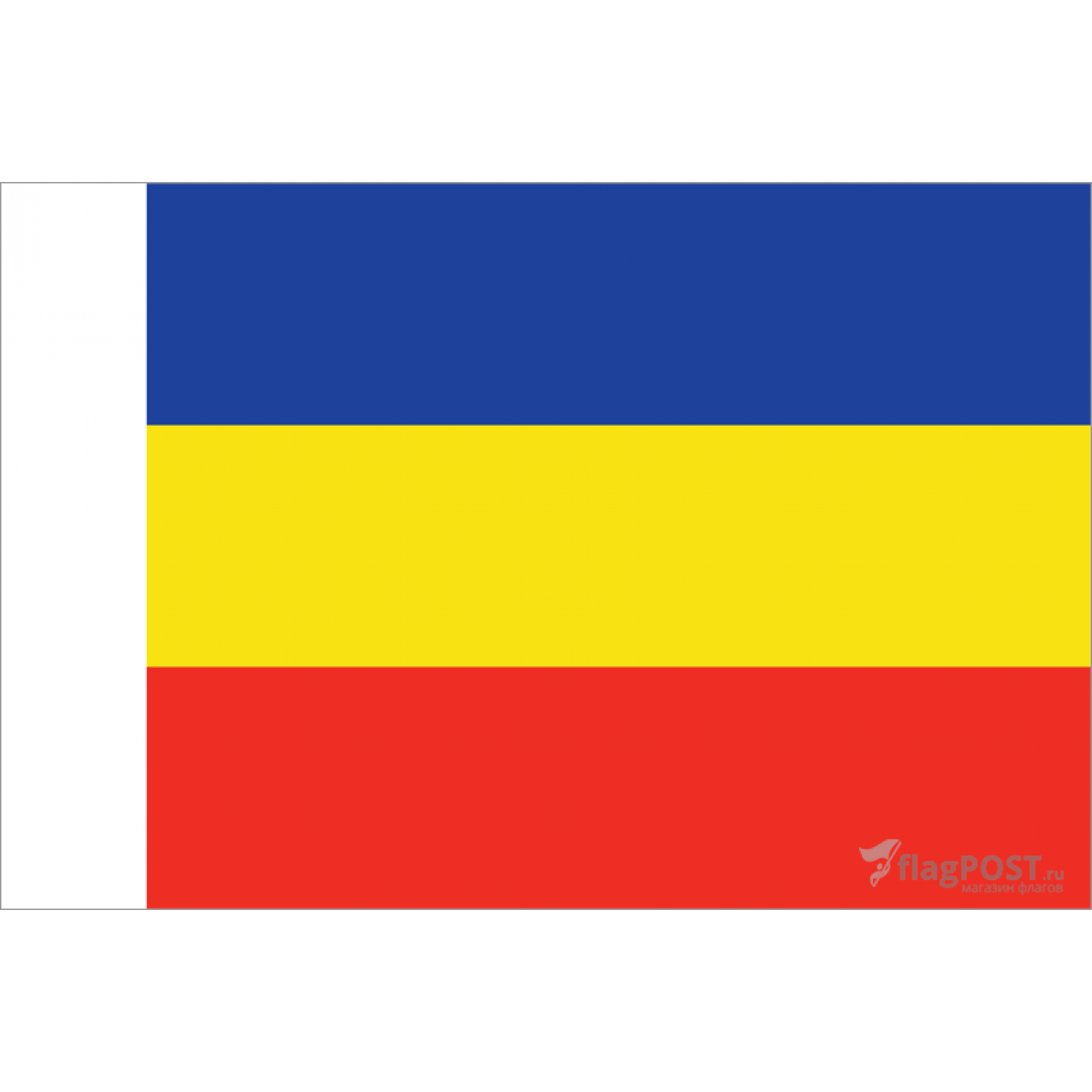 Флаг Ростовской области (70x105 см., полиэфирный шелк, прямая печать, прошит по периметру, карман слева)