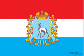 Флаг Самарской области (100x150 см., полиэфирный шелк, прямая печать, прошит по периметру, карман слева)