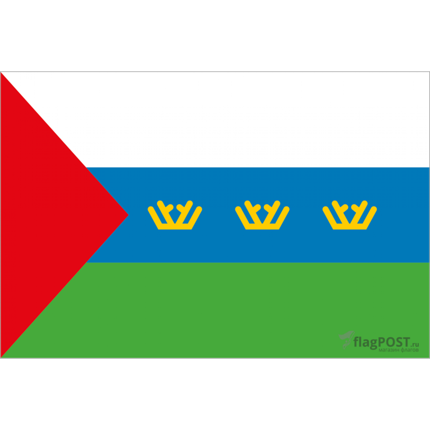 Флаг Тюменской области (90x135 см., флажная сетка, прямая печать, прошит по периметру, карман слева)