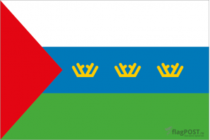 Флаг Тюменской области (100x150 см., полиэфирный шелк, сублимационная печать, прошит по периметру, карман слева)