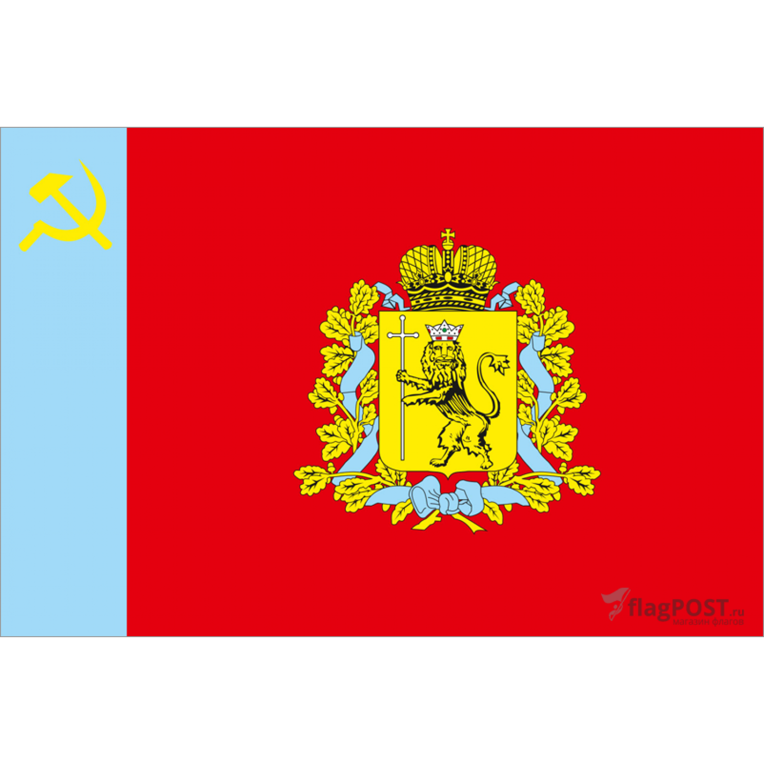 Флаг Владимирской области (90x135 см., флажная сетка, прямая печать, прошит по периметру, карман слева)