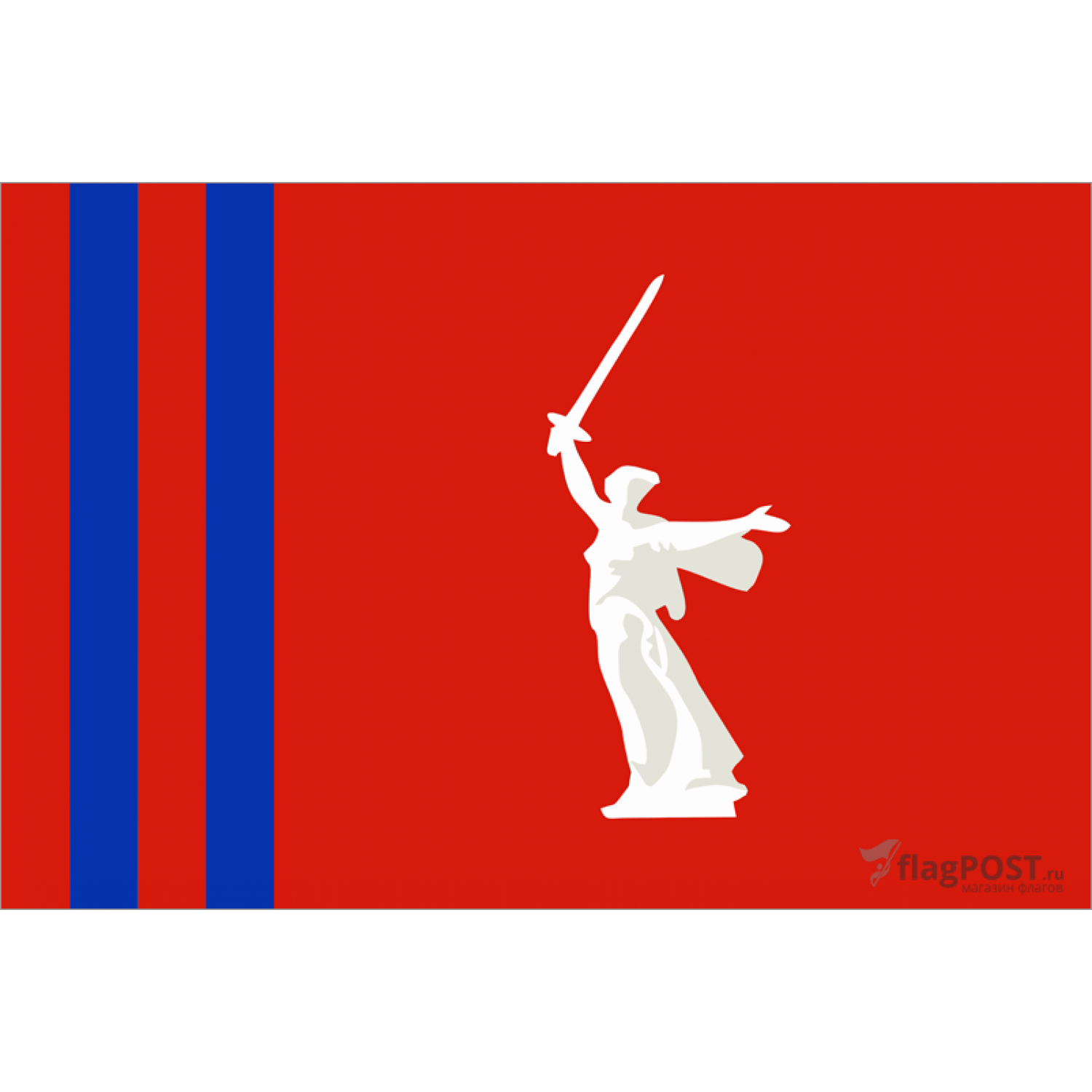 Флаг Волгоградской области (100x150 см., полиэфирный шелк, прямая печать, прошит по периметру, карман слева)