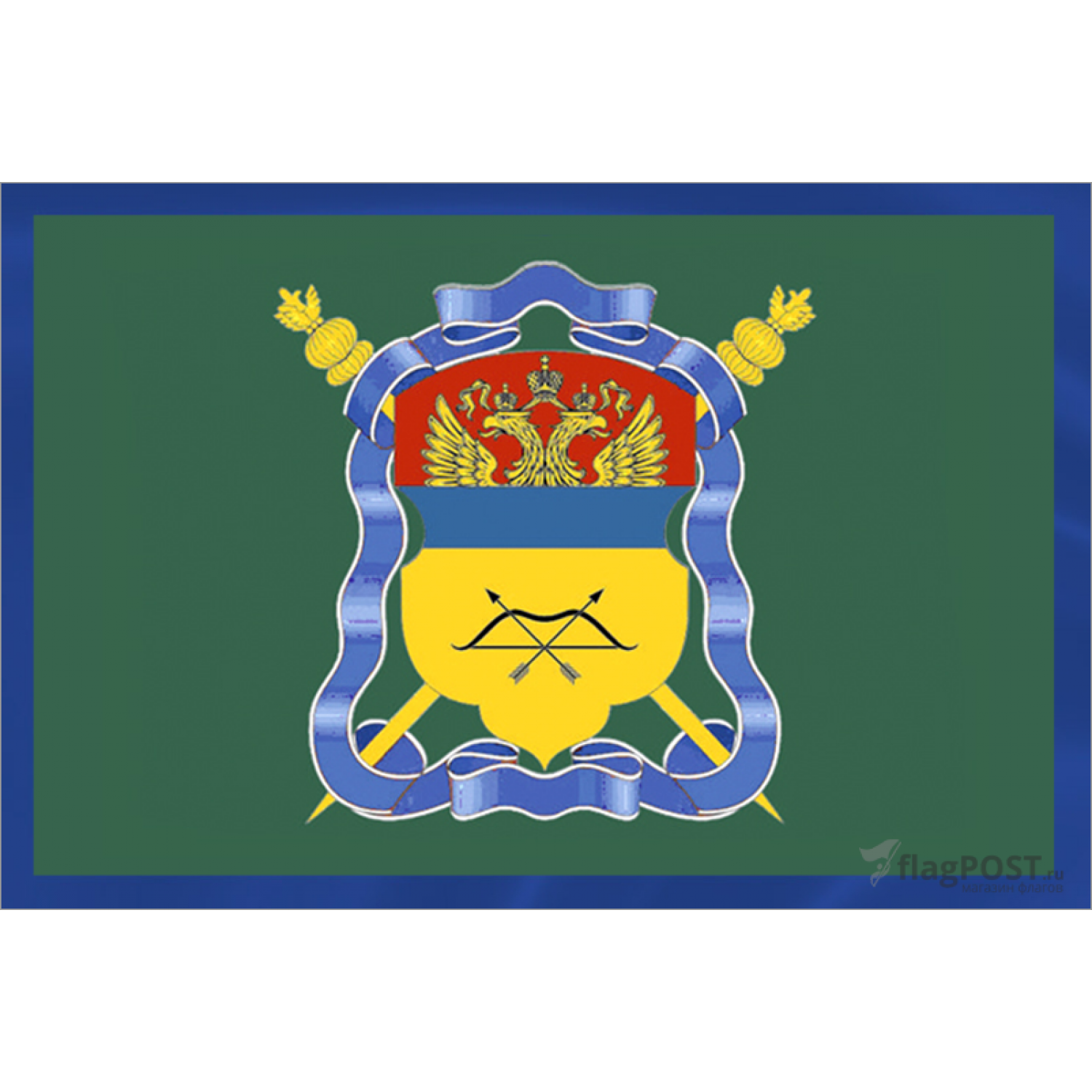 Флаг Оренбургского войскового казачьего общества (90x135 см., полиэфирный шелк, прямая печать, прошит по периметру, карман слева)