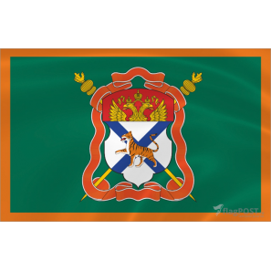 Флаг Уссурийского войскового казачьего общества (15x22 см., полиэфирный шелк, сублимационная печать, карман слева)