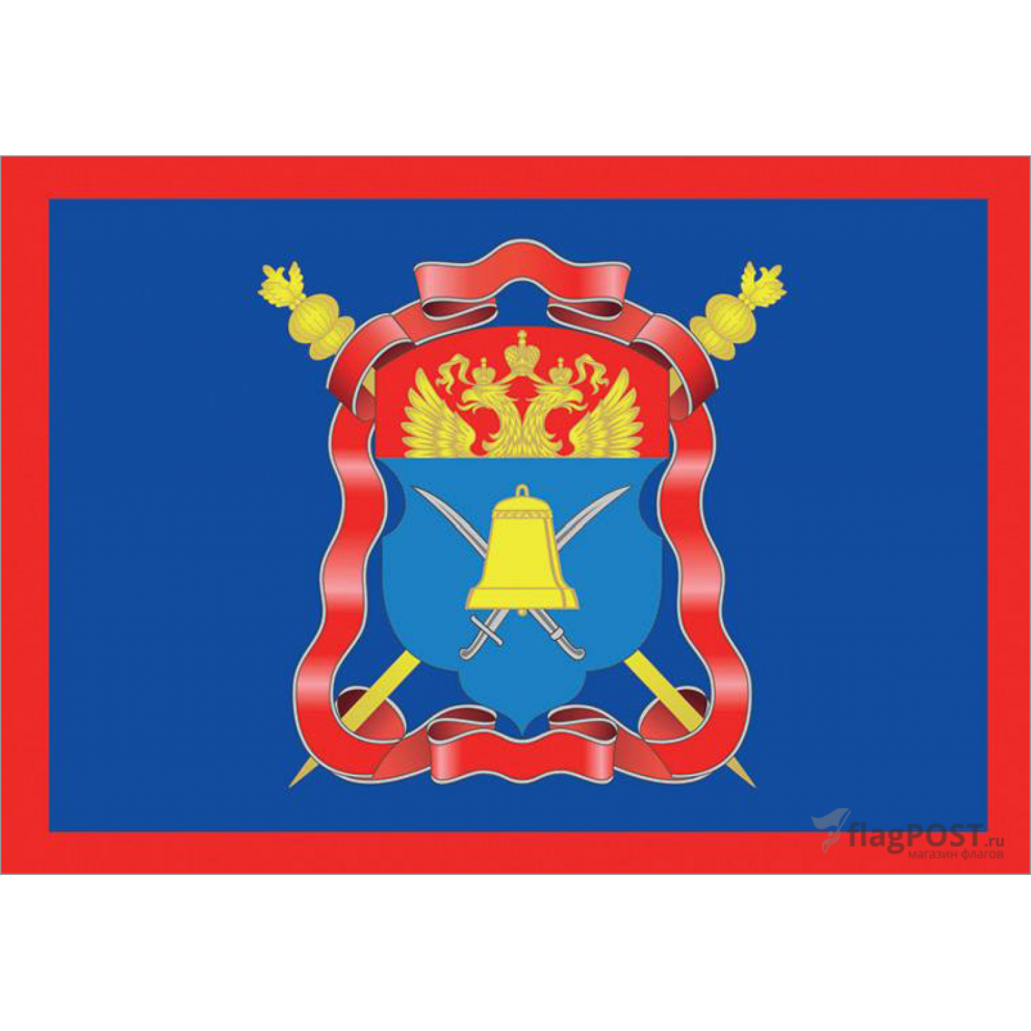 Флаг Волжского войскового казачьего общества (15x22 см., полиэфирный шелк, сублимационная печать, карман слева)
