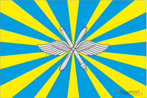 Флаг Военно-воздушных сил РФ (90x135 см., полиэфирный шелк, сублимационная печать, прошит по периметру, карман слева)