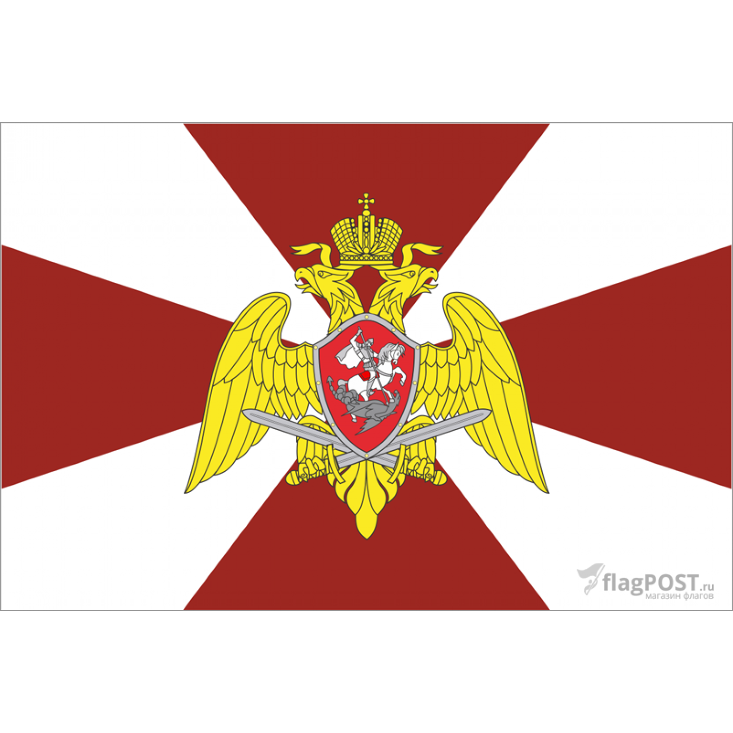 Флаг войск национальной гвардии РФ (70x105 см., флажная сетка, прямая печать, прошит по периметру, карман слева)