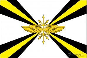 Флаг войск связи (100x150 см., полиэфирный шелк, сублимационная печать, прошит по периметру, карман слева)